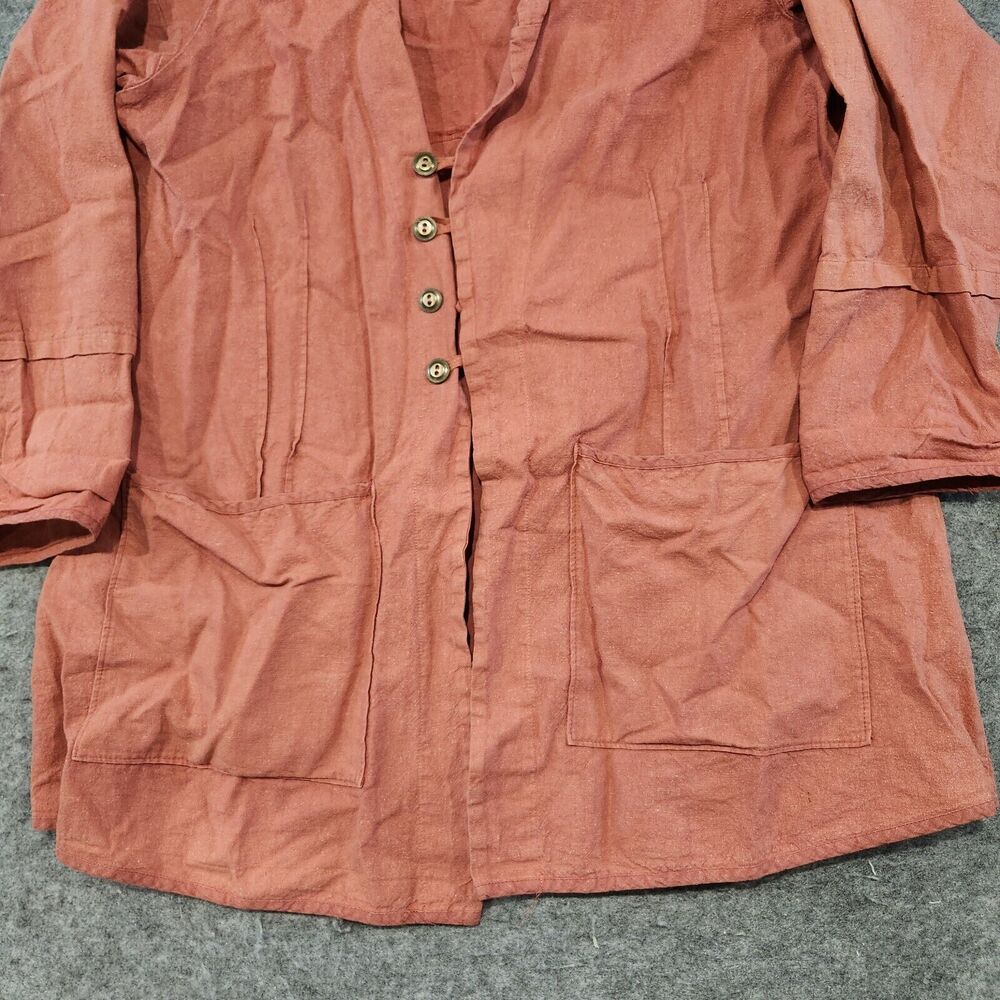 VTG Bluefish Womens 1 Hemp Linen Red Button Up Shirt Jacket Oversized - Picture 4 of 14
